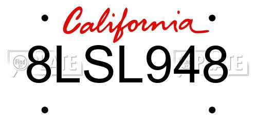 8LSL948 California License Plate