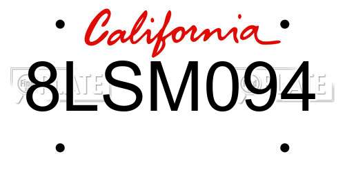 8LSM094 California License Plate