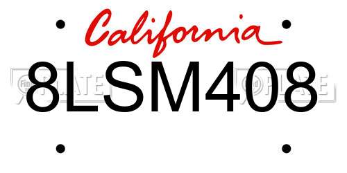 8LSM408 California License Plate