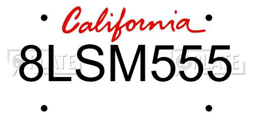 8LSM555 California License Plate