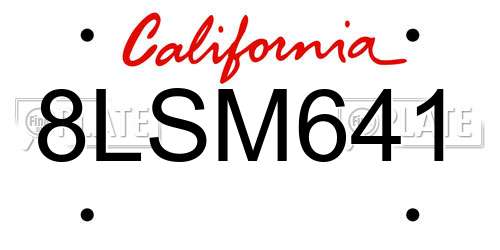 8LSM641 California License Plate