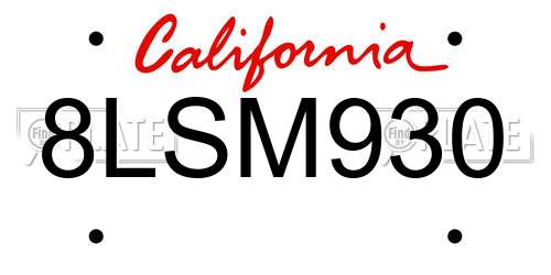 8LSM930 California License Plate