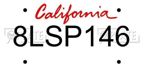 8LSP146 California License Plate