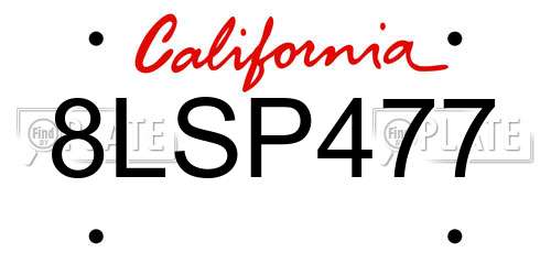 8LSP477 California License Plate