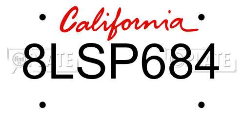 8LSP684 California License Plate