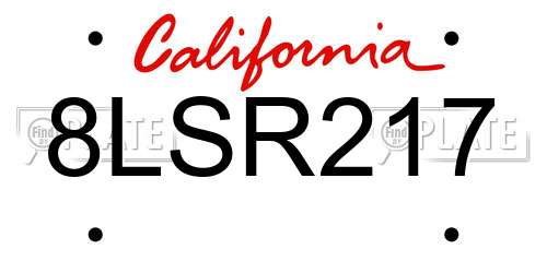 8LSR217 California License Plate