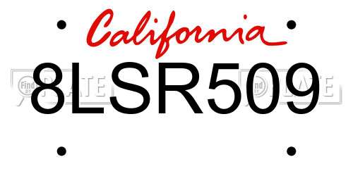 8LSR509 California License Plate