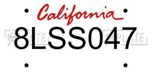 8LSS047 California License Plate