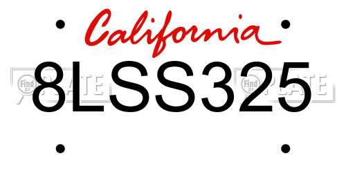 8LSS325 California License Plate