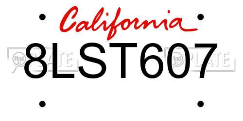 8LST607 California License Plate