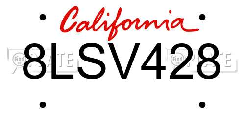 8LSV428 California License Plate