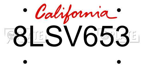 8LSV653 California License Plate