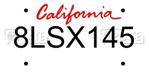 8LSX145 California License Plate
