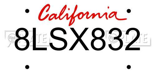 8LSX832 California License Plate