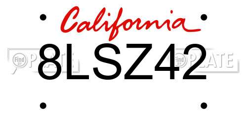 8LSZ42 California License Plate