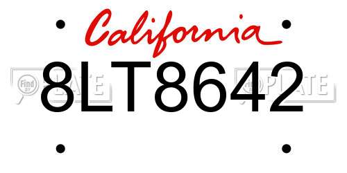 8LT8642 California License Plate