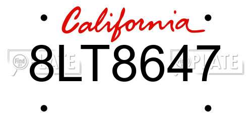 8LT8647 California License Plate