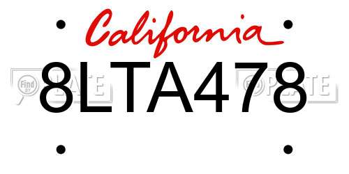 8LTA478 California License Plate
