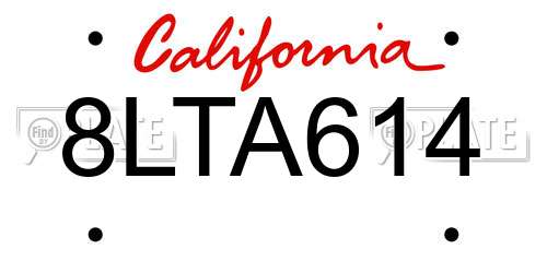 8LTA614 California License Plate