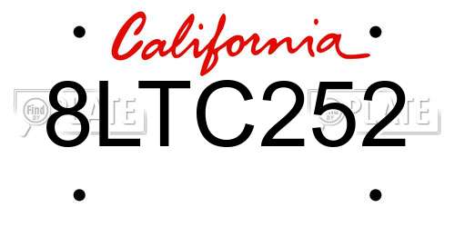 8LTC252 California License Plate