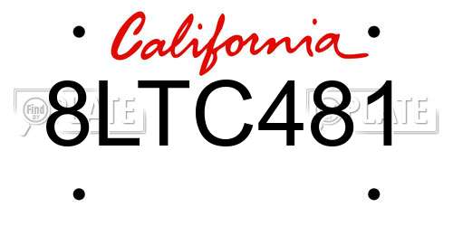 8LTC481 California License Plate