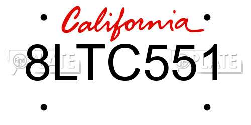 8LTC551 California License Plate