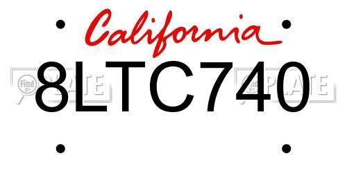 8LTC740 California License Plate