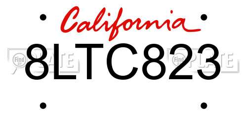 8LTC823 California License Plate