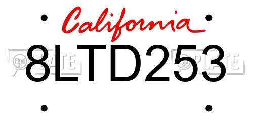 8LTD253 California License Plate