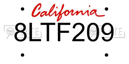 8LTF209 California License Plate
