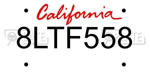 8LTF558 California License Plate