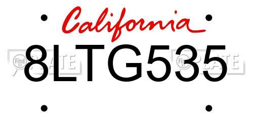 8LTG535 California License Plate