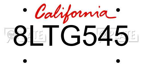8LTG545 California License Plate