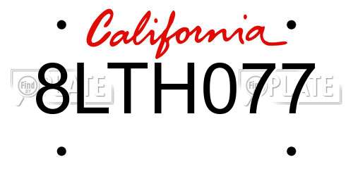 8LTH077 California License Plate