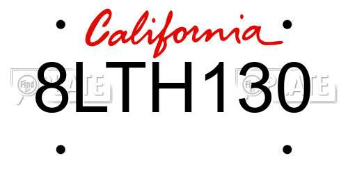 8LTH130 California License Plate