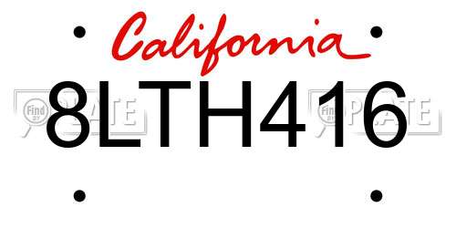 8LTH416 California License Plate