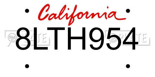 8LTH954 California License Plate