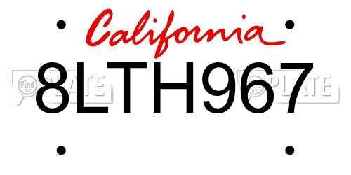 8LTH967 California License Plate