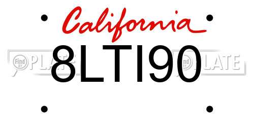 8LTI90 California License Plate