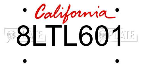 8LTL601 California License Plate