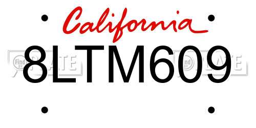 8LTM609 California License Plate
