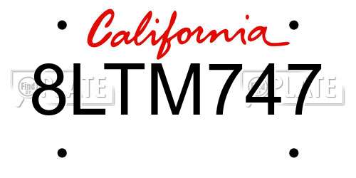 8LTM747 California License Plate