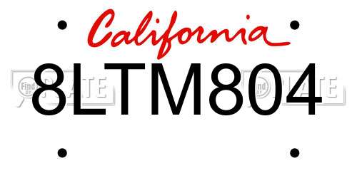 8LTM804 California License Plate