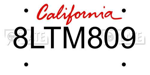 8LTM809 California License Plate