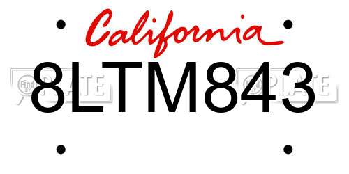8LTM843 California License Plate