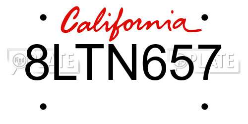8LTN657 California License Plate