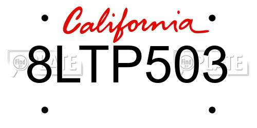 8LTP503 California License Plate