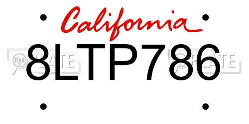 8LTP786 California License Plate