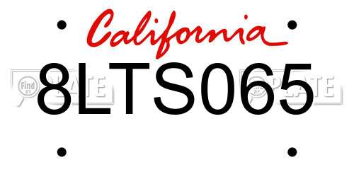 8LTS065 California License Plate
