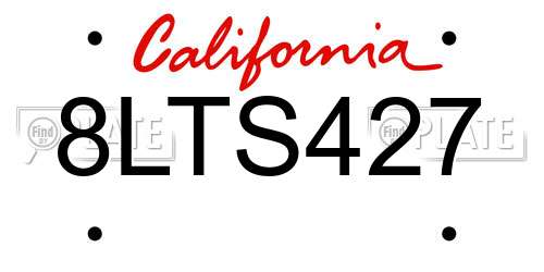 8LTS427 California License Plate